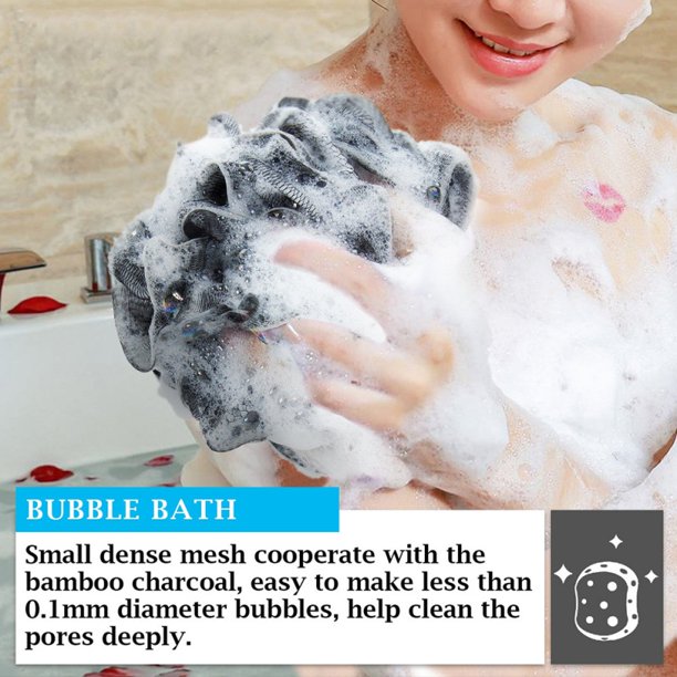 Bola de baño de carbón de bambú, esponja para ducha, producto, malla elástica suave, Bola de ducha colgante, 1 ud.